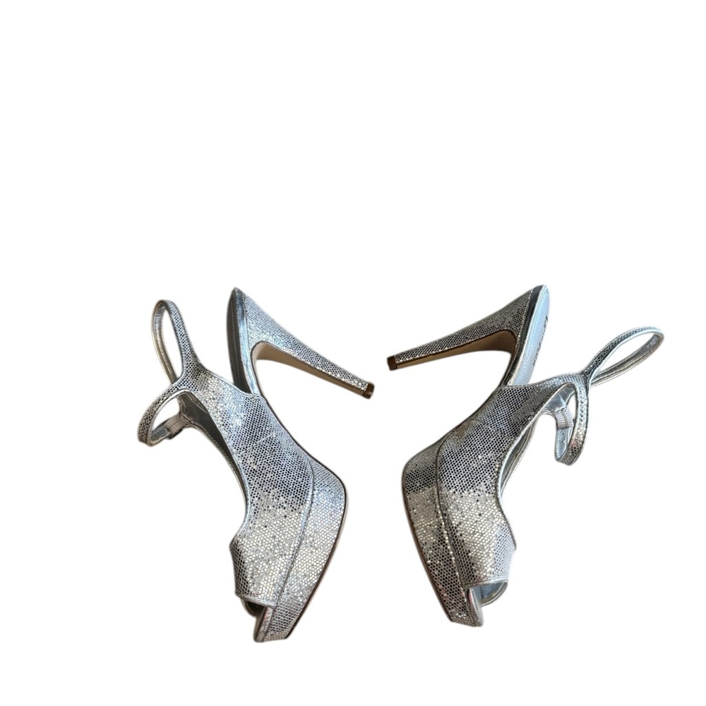 Limelight  silver, peep-toe slingback heels - Picture 3 of 7